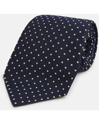 Turnbull & Asser - Silver And Navy Micro Dot Silk Tie - Lyst