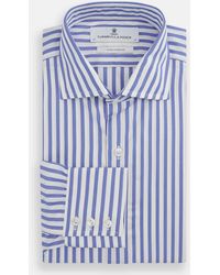 Turnbull & Asser - Tailored Fit Blue And White Candy Stripe Shirt With Kent Collar And 3-button Cuffs - Lyst