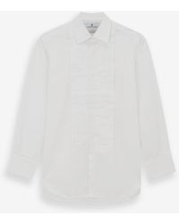 Turnbull & Asser - White Pleated Cotton Dress Shirt With T&a Collar And Double Cuffs - Lyst