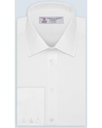 Turnbull & Asser - White Herringbone Superfine Cotton Shirt With T&a Collar And 3-button Cuffs - Lyst