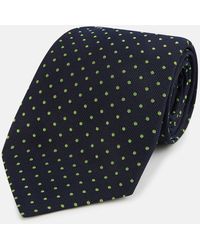 Turnbull & Asser - Green And Navy Micro Dot Silk Tie - Lyst