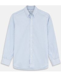 Turnbull & Asser - Pale Blue Stripe Weekend Fit Hayne Shirt With Dorset Collar And 1-button Cuffs - Lyst