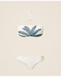 Twinset - Embroidered Bandeau Top And Brazilian Bikini Bottoms - Lyst