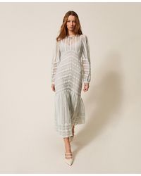 Twinset - Long Striped Lace Dress - Lyst
