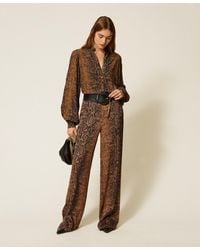 Twinset - Weite Hose Mit Pythonprint - Lyst