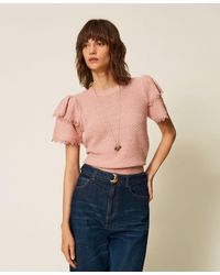 Twinset - Crew Neck Jumper With Flounces - Lyst