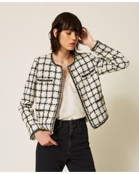 Twinset - Bouclé Jacket With Check Pattern - Lyst