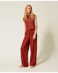 Twinset - T-Shirt With Broderie Anglaise Embroidery - Lyst