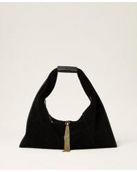 Twinset - Suede Trapezoid-Shape Hobo Bag With Tassel - Lyst