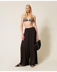 Twinset - Wide Leg Trousers With Pleated Inserts - Lyst