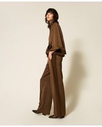 Twinset - Envers Satin Palazzo Trousers - Lyst