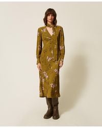 Twinset - Floral Crêpe De Chine Midi Dress - Lyst