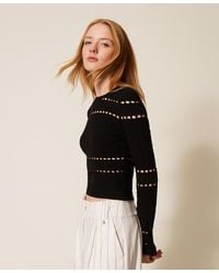 Twinset - Fitted Jumper With Openwork - Lyst