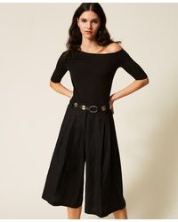 Twinset - Linen Blend Bermuda Shorts With Pleats - Lyst
