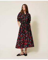 Twinset - Long Poplin Skirt With Cherry Print - Lyst