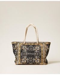 Twinset - Canvas Shopper Bag With Print - Lyst