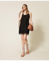 Twinset - Myfo Jacquard Short Dress With Lace And Embroidery - Lyst