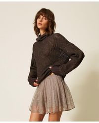 Twinset - Mesh Turtleneck Jumper With Lurex - Lyst