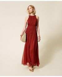 Twinset - Long Crépon Sleeveless Dress - Lyst