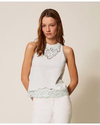 Twinset - Top With Inlaid Embroidery - Lyst