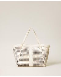 Twinset - Mesh Leather Shopper Bag - Lyst
