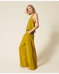Twinset - Linen Blend Wide Leg Trousers - Lyst
