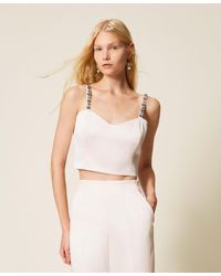 Twinset - Duchesse Cropped Top With Embroidery - Lyst
