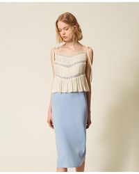 Twinset - Myfo Midi Dress With Lace And Pleats - Lyst
