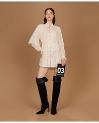 Twinset - Short Georgette Dress With Embroidery - Lyst