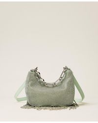 Twinset - 'Mini Croissant' Rhinestone Bag With Fringes - Lyst