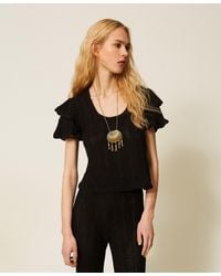 Twinset - Fitted Jumper With Ruffles - Lyst