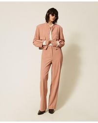 Twinset - Straight Twill Trousers With Pockets - Lyst