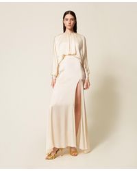Twinset - Long Silk Blend Satin Dress - Lyst