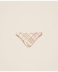 Twinset - Charmeuse Brazilian Brief With Check Print - Lyst