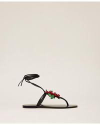 Twinset - Leather Thong Sandals With Cherries - Lyst
