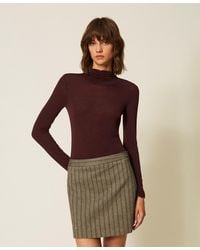 Twinset - Turtleneck Top With Draping - Lyst