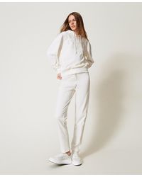 Twinset - Pantalones Pitillo Con Bordado, Algodón, Talla - Lyst