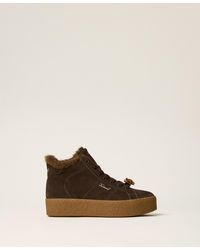Twinset - High-Top Leather Trainers - Lyst