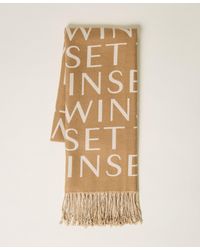 Twinset - Wool Cloth Stole With Logo - Lyst