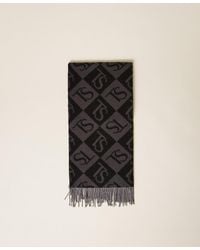 Twinset - Diamond Jacquard Stole With Logo - Lyst