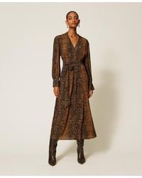 Twinset - Long Python Print Dress - Lyst