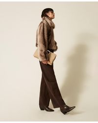 Twinset - Faux Fur Jacket With Fadeout Print - Lyst