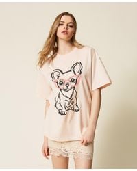 Twinset - Myfo Oversize T-Shirt With Print And Embroidery - Lyst