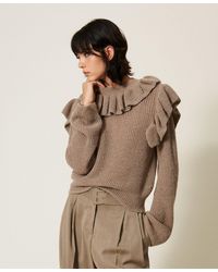 Twinset - Jumper With Lurex Yarn And Ruffles - Lyst
