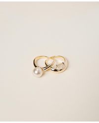 Twinset - Set Of Rings With Rhinestone And Pearl - Lyst