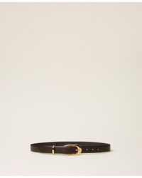 Twinset - Leather Belt With Oval Buckle - Lyst