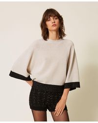 Twinset - Cropped Wool And Cashmere Jumper With Lurex - Lyst