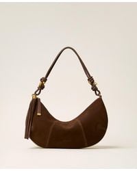 Twinset - Suede Hobo Bag With Tassel, "Dark Coffee" - Lyst