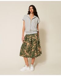 Twinset - Midi Poplin Skirt With Print - Lyst