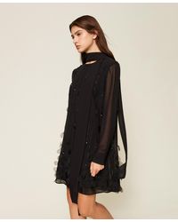 Twinset - Short Georgette Dress With Embroidery - Lyst